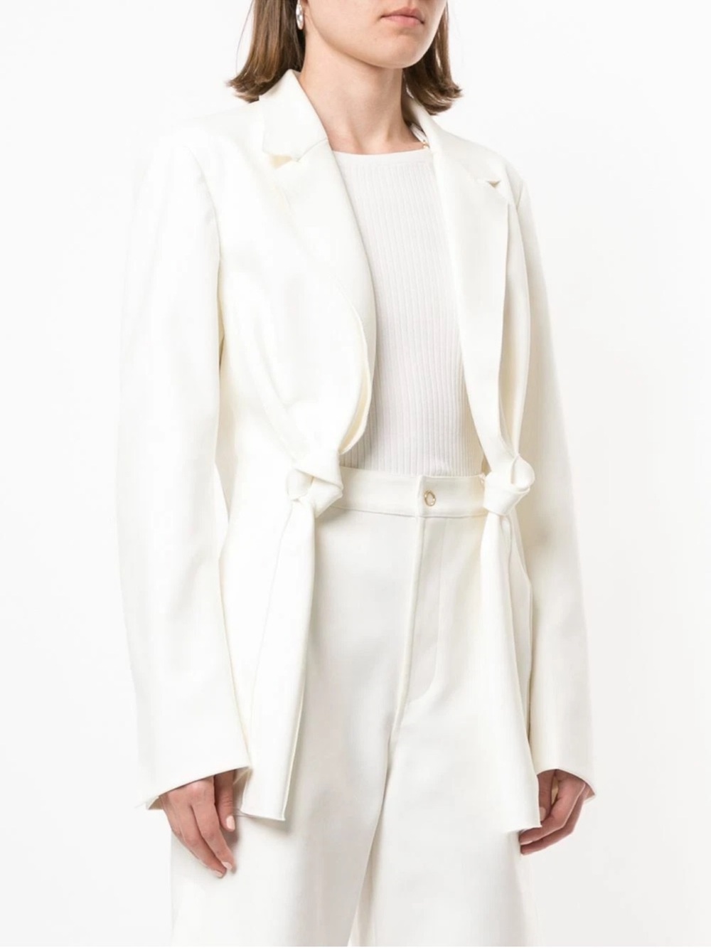 DION LEE Elegant White Knot Blazer